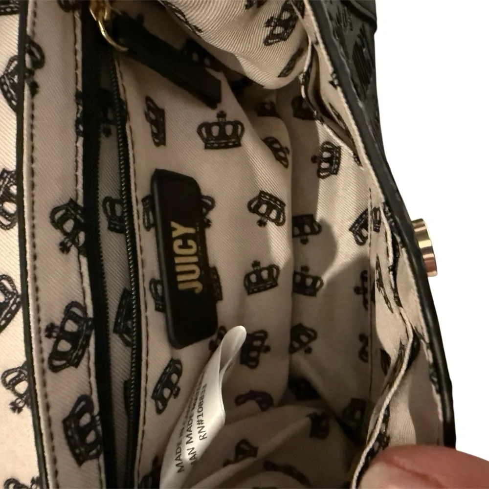 Juicy Couture Black and Gold Embossed purse Y2K